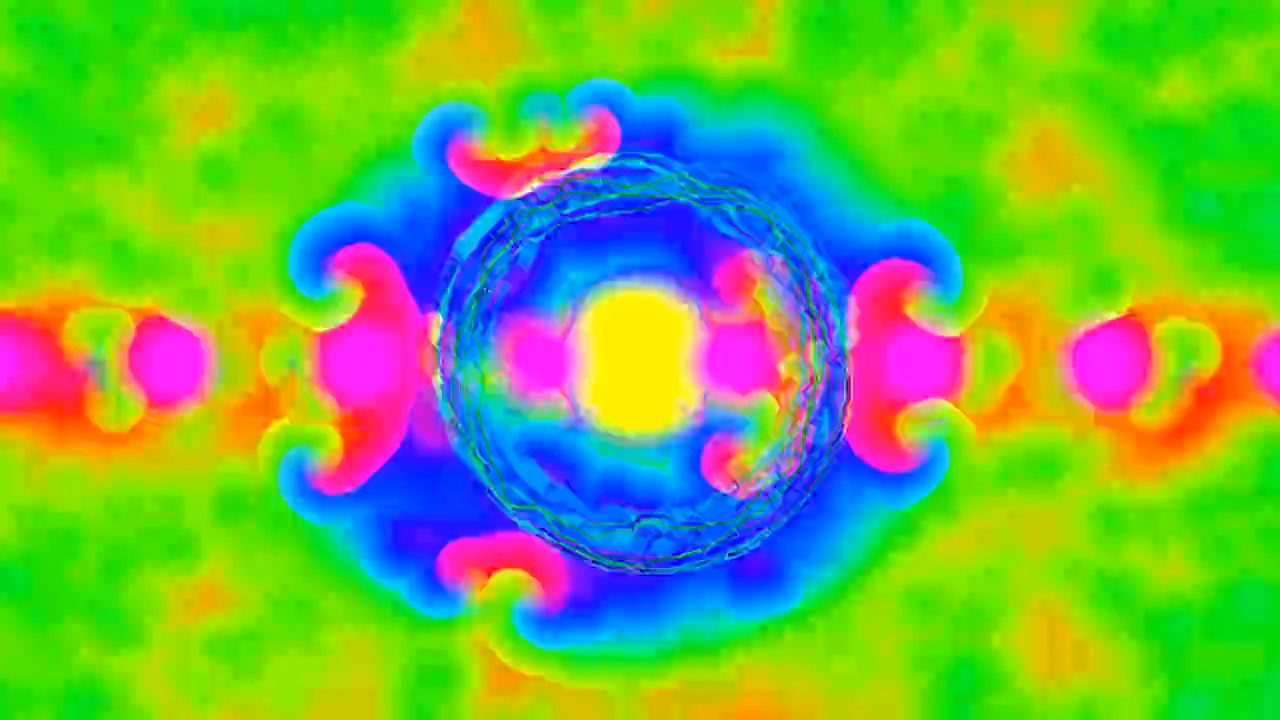 Frame from the VJ Studio visuals for When Worlds Collide by Jordana LeSesne